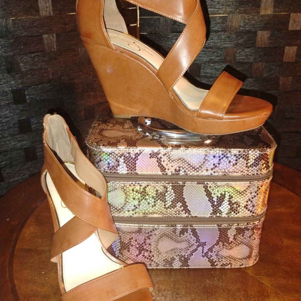 Jessica Simpson Brown Wedge Sandals Size 10 $60 New Condition.